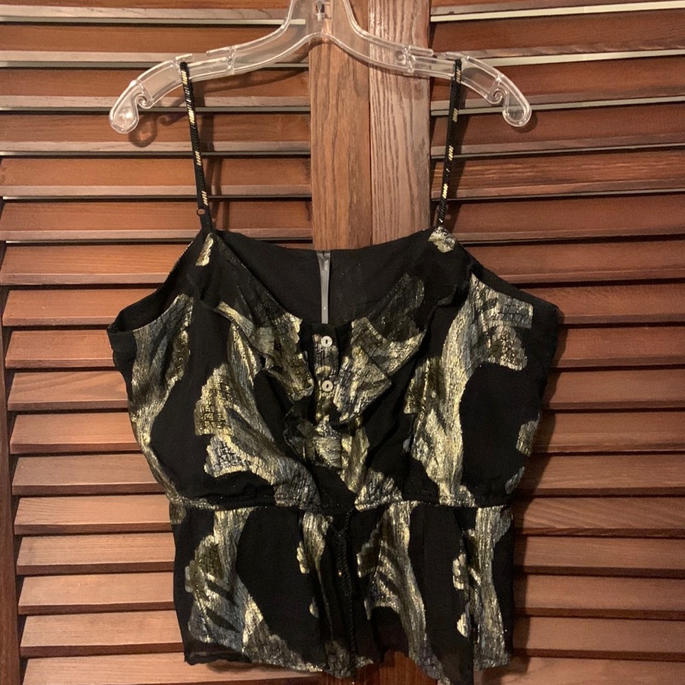 By Anthropologie Black and Gold tank, size XL